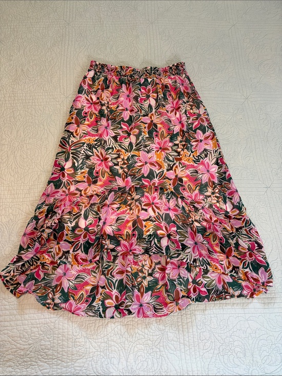 Marissa Olivia Dresses & Skirts - Marissa Olivia Pink Floral Tiered Maxi Skirt - High Low